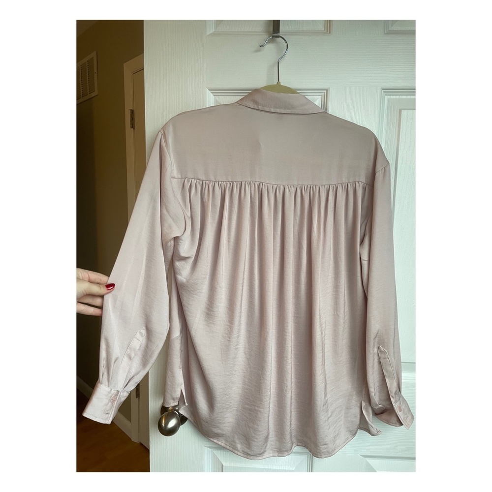Express Long Sleeve Button Up Blouse Dusty Pink M… - image 2